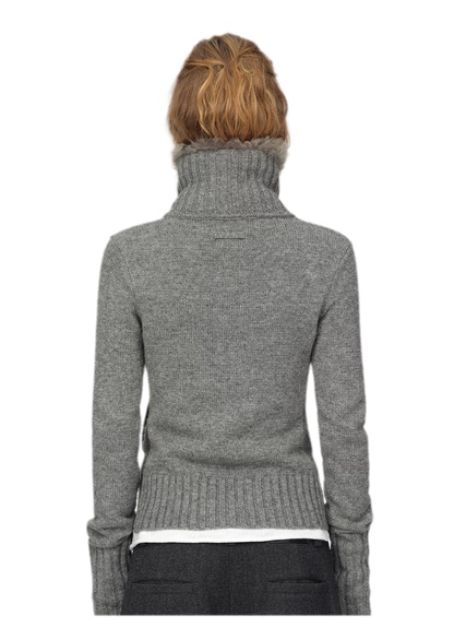 Wool Ribbed Fitted Cardigan