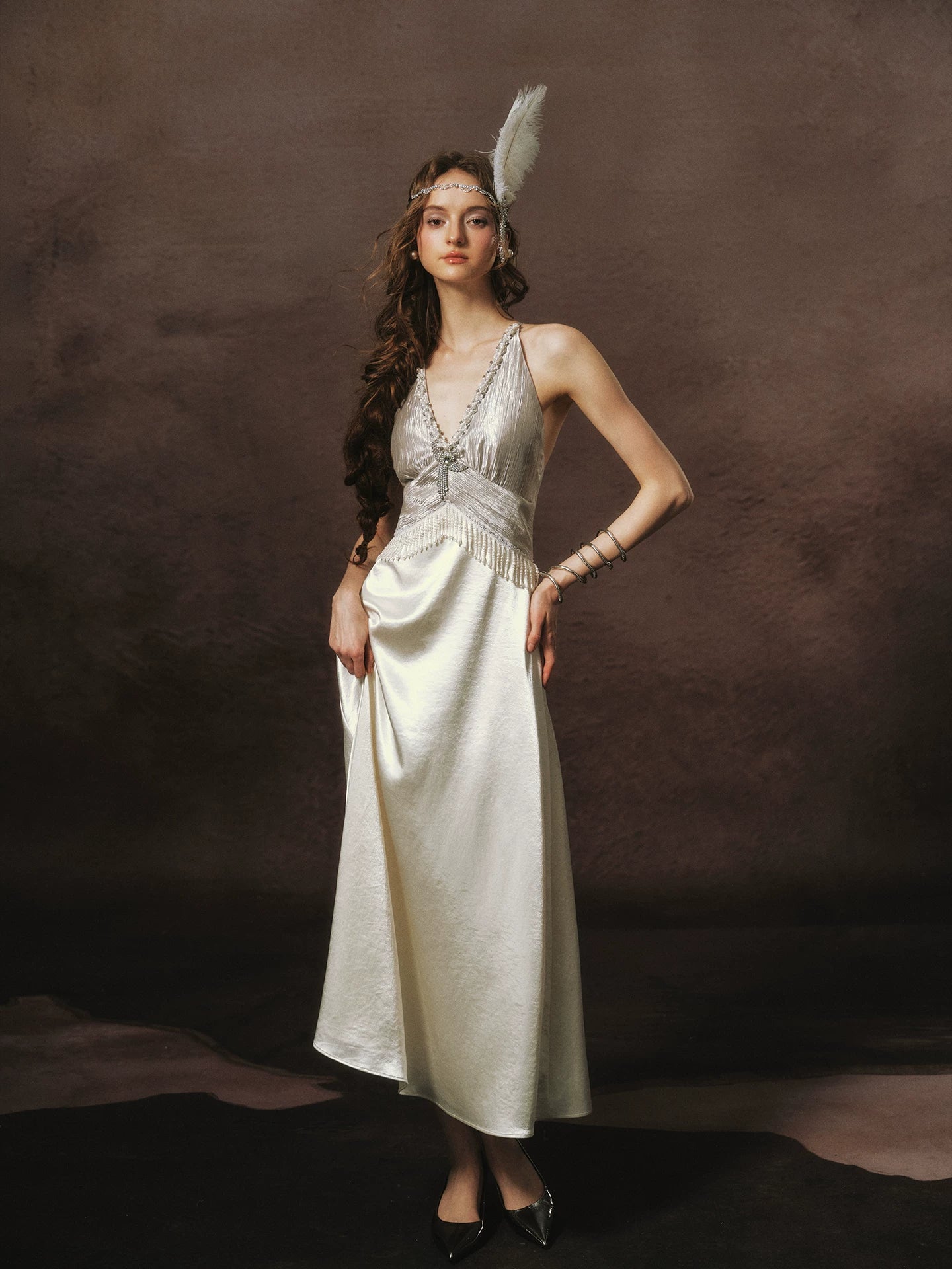 LACEMADE White Pearl Fringe Dress – view 11
