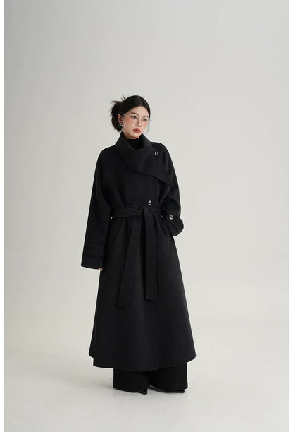 Hand-Stitched Belted Wool Coat