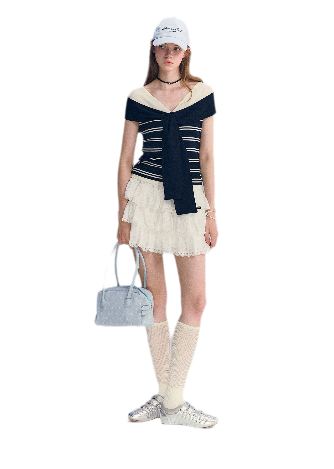 Colorblock Off-Shoulder Tee