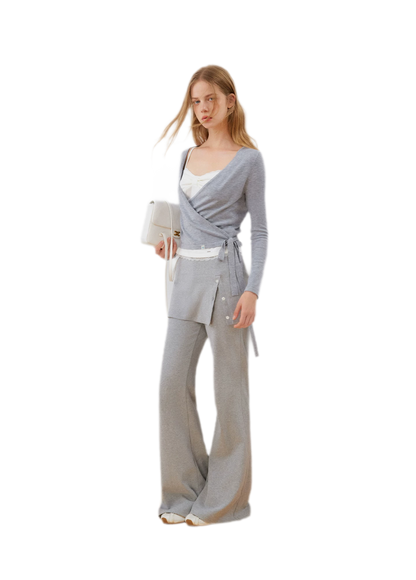 Silk Wool Wrap Knit Top