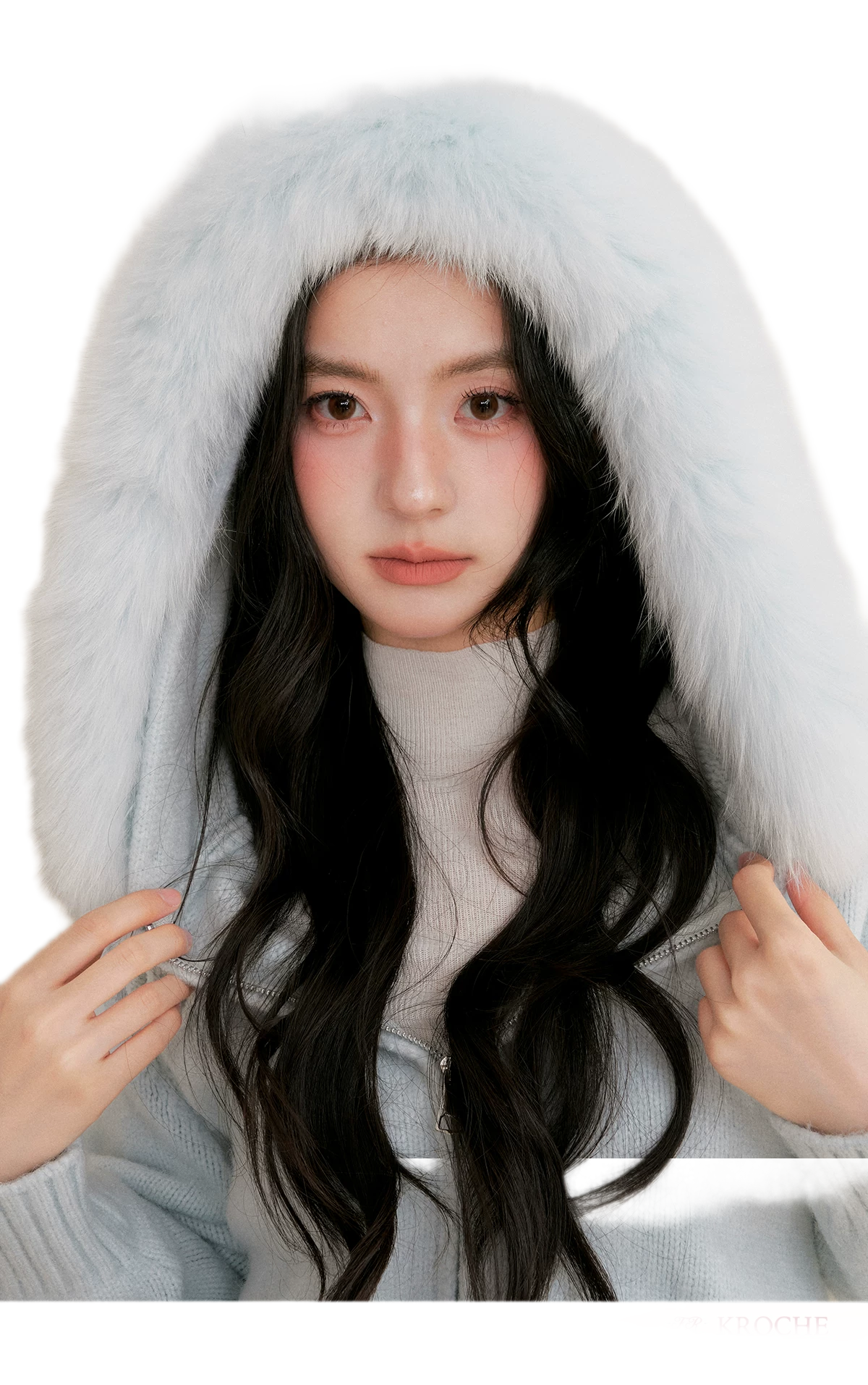 Fur Collar Knit Hoodie