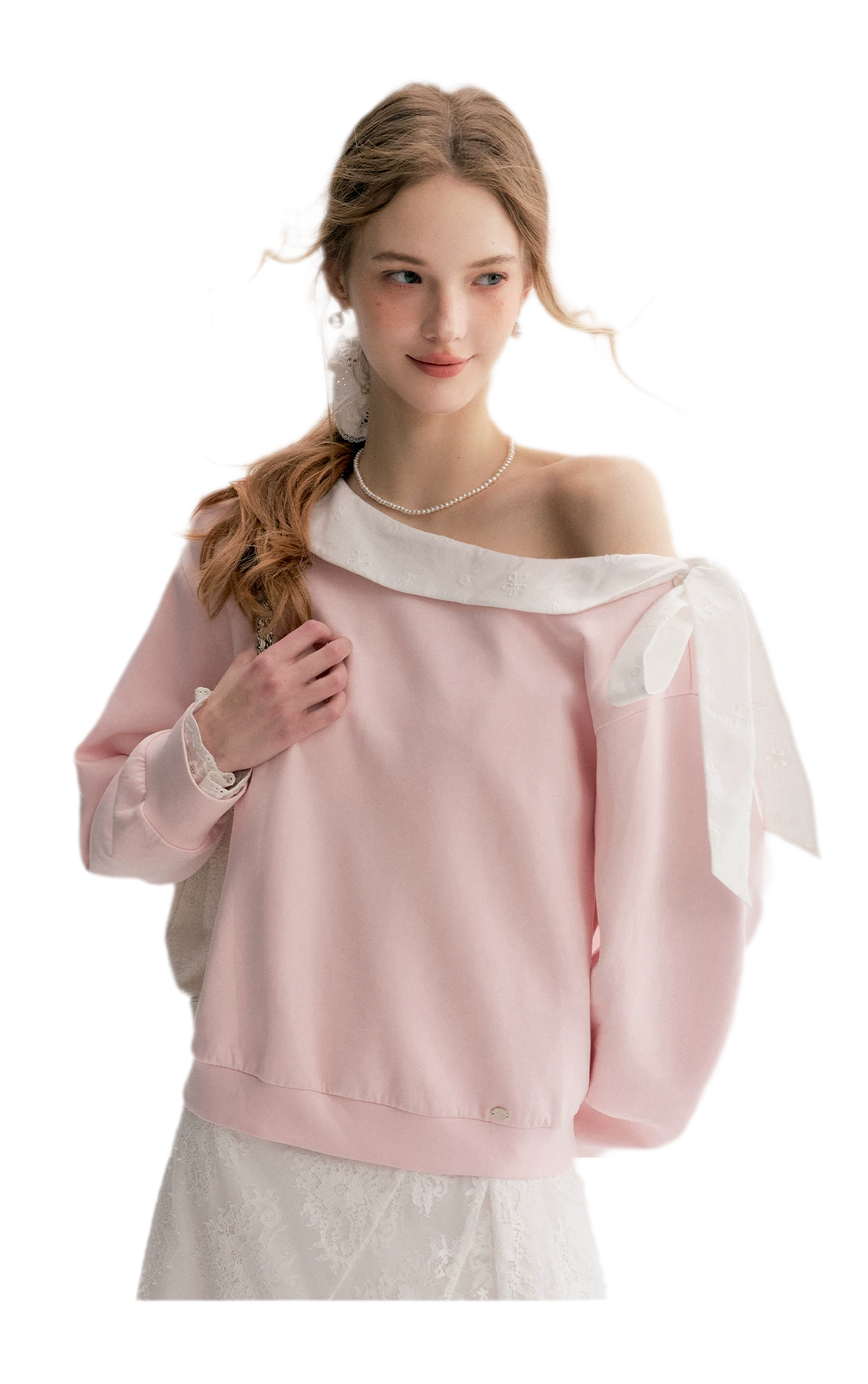 Balletcore Lace Collar Sweatshirt