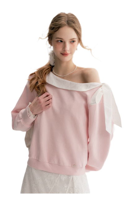 Balletcore Lace Collar Sweatshirt