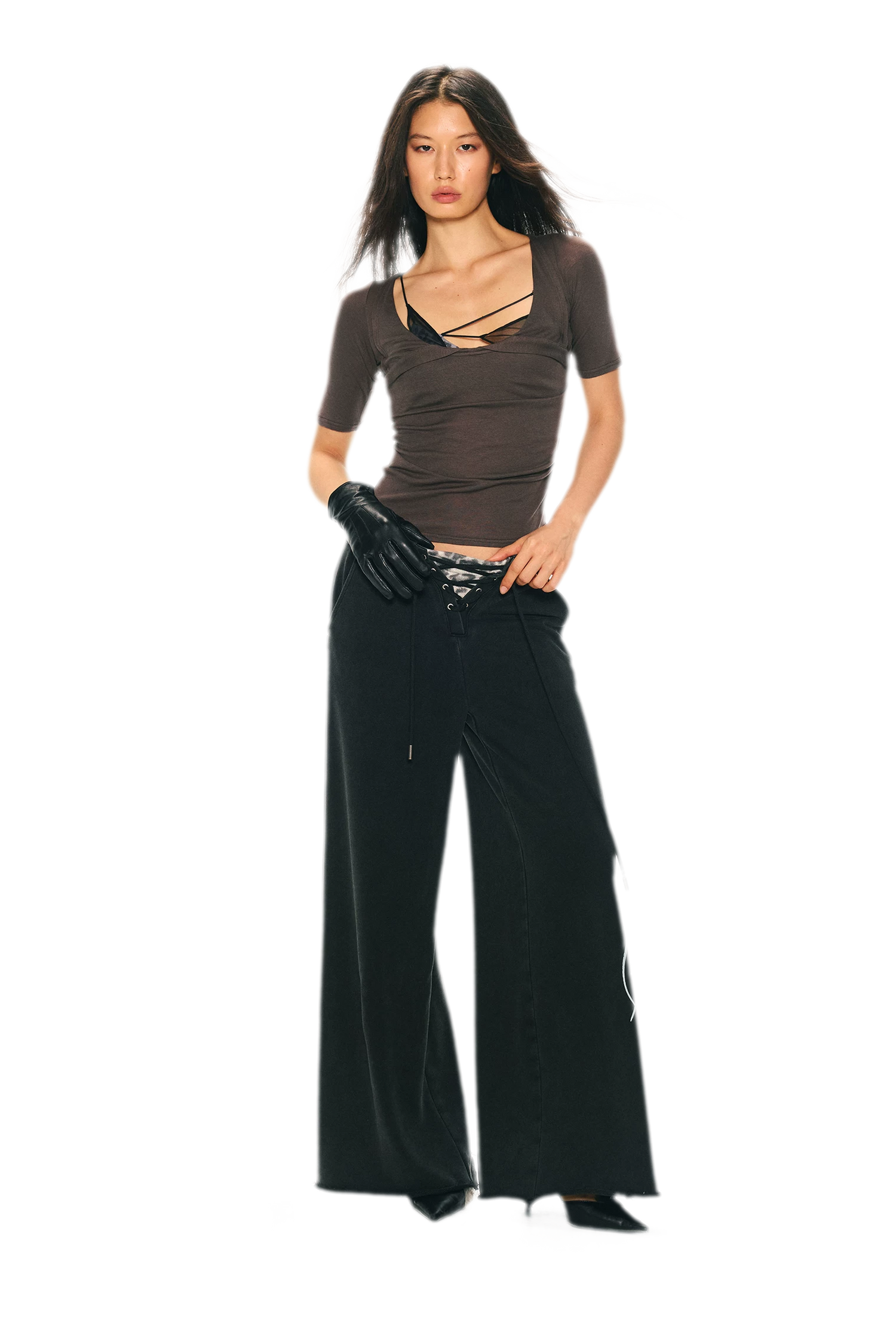 Vintage Letter Print Wide-Leg Pants
