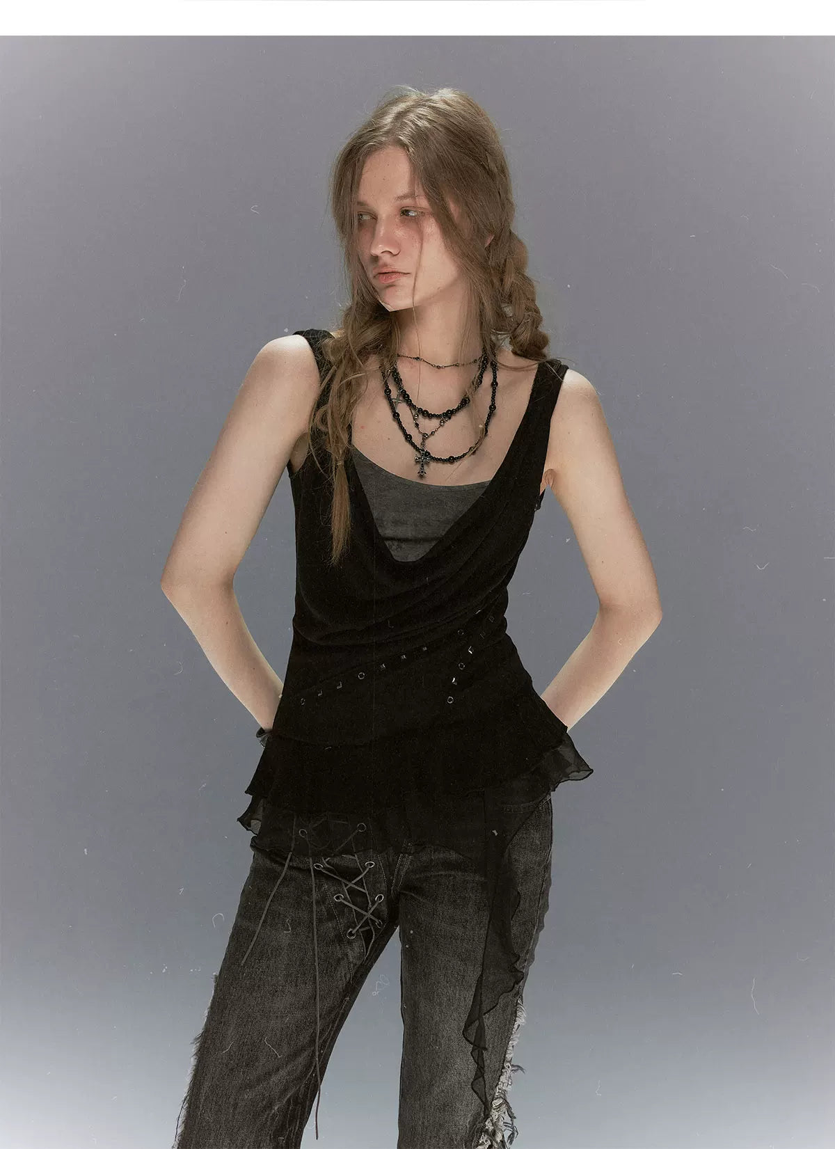 Dyed Chiffon Cowl Tank