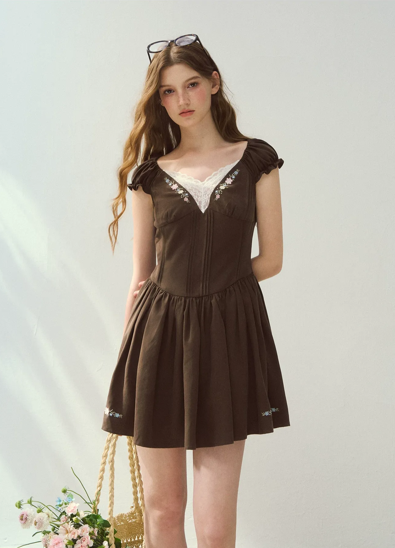 Lyocell Embroidered A-Line Dress