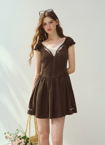 Lyocell Embroidered A-Line Dress