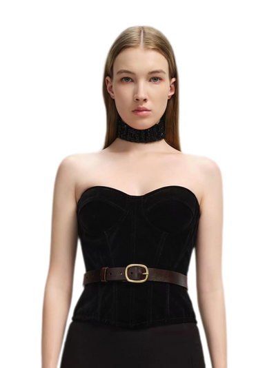Velvet Boned Corset Top