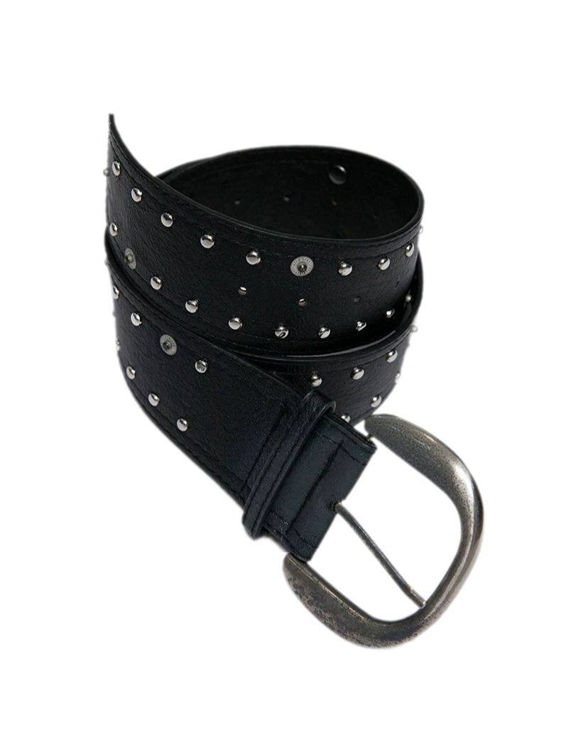 Distressed Studded PU Belt