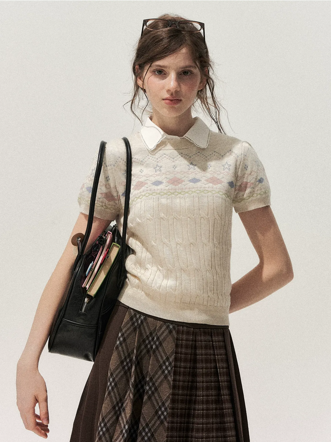 Fair Isle Cropped Knit Sweater