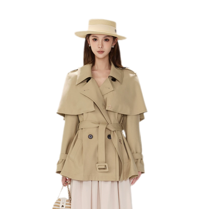 Áo khoác trench cape vải twill