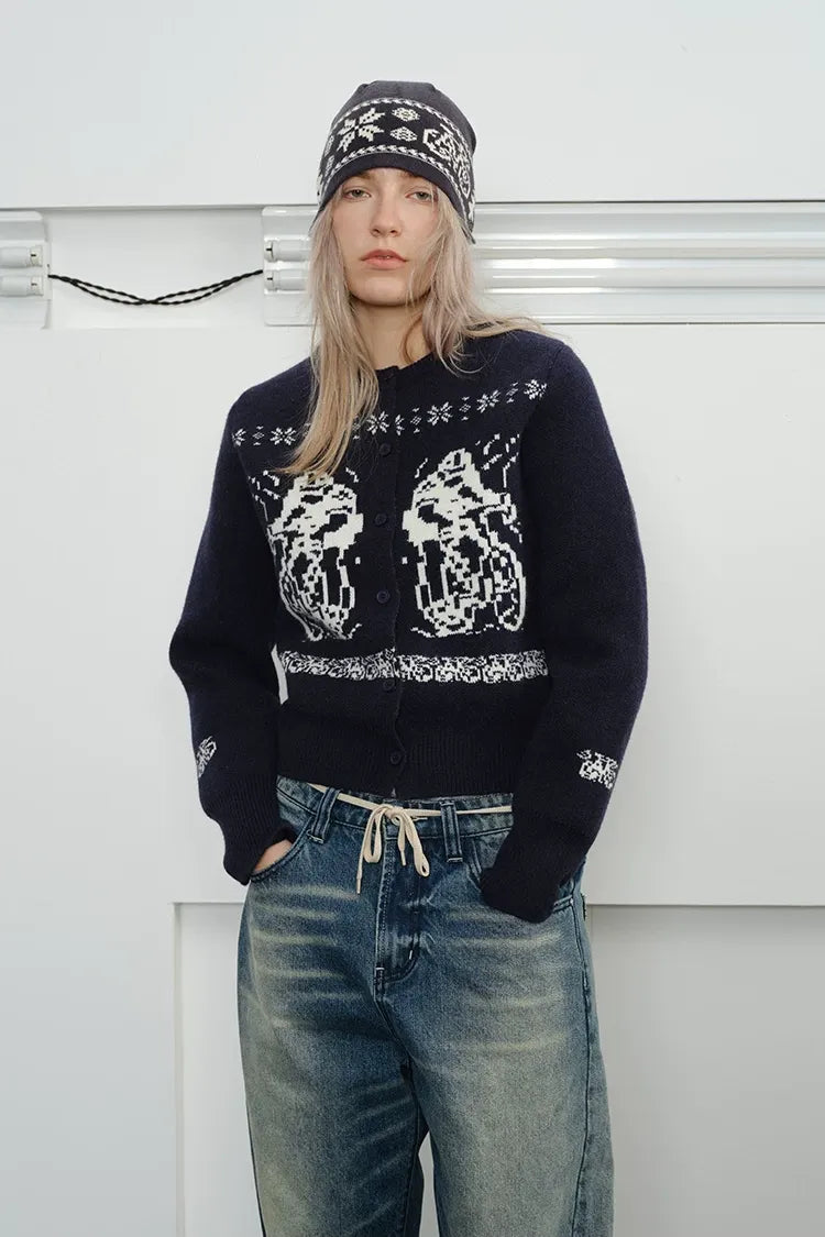 Fair Isle Relaxed Cardigan Sweater