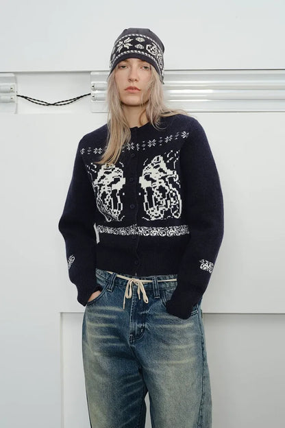 Fair Isle Relaxed Cardigan Sweater
