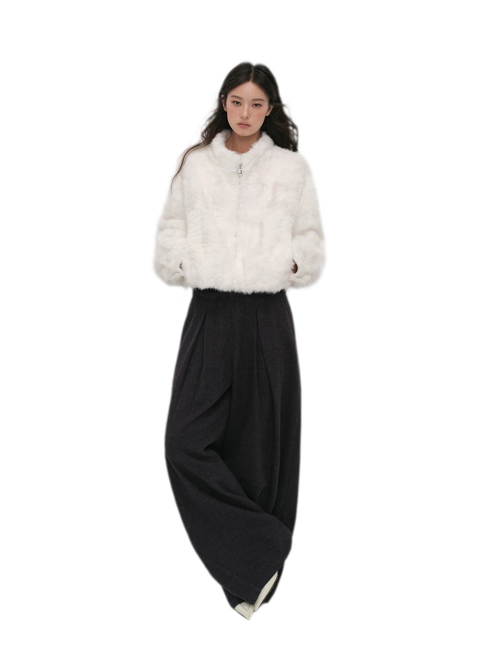 Embossed Cropped Faux Fur Jacket