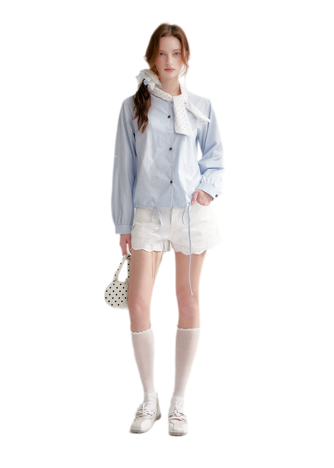 Eyelet Embroidered Denim Shorts