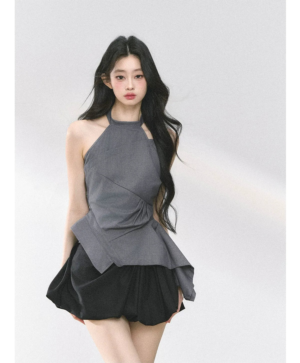 Halter Sculpted Crop Tee