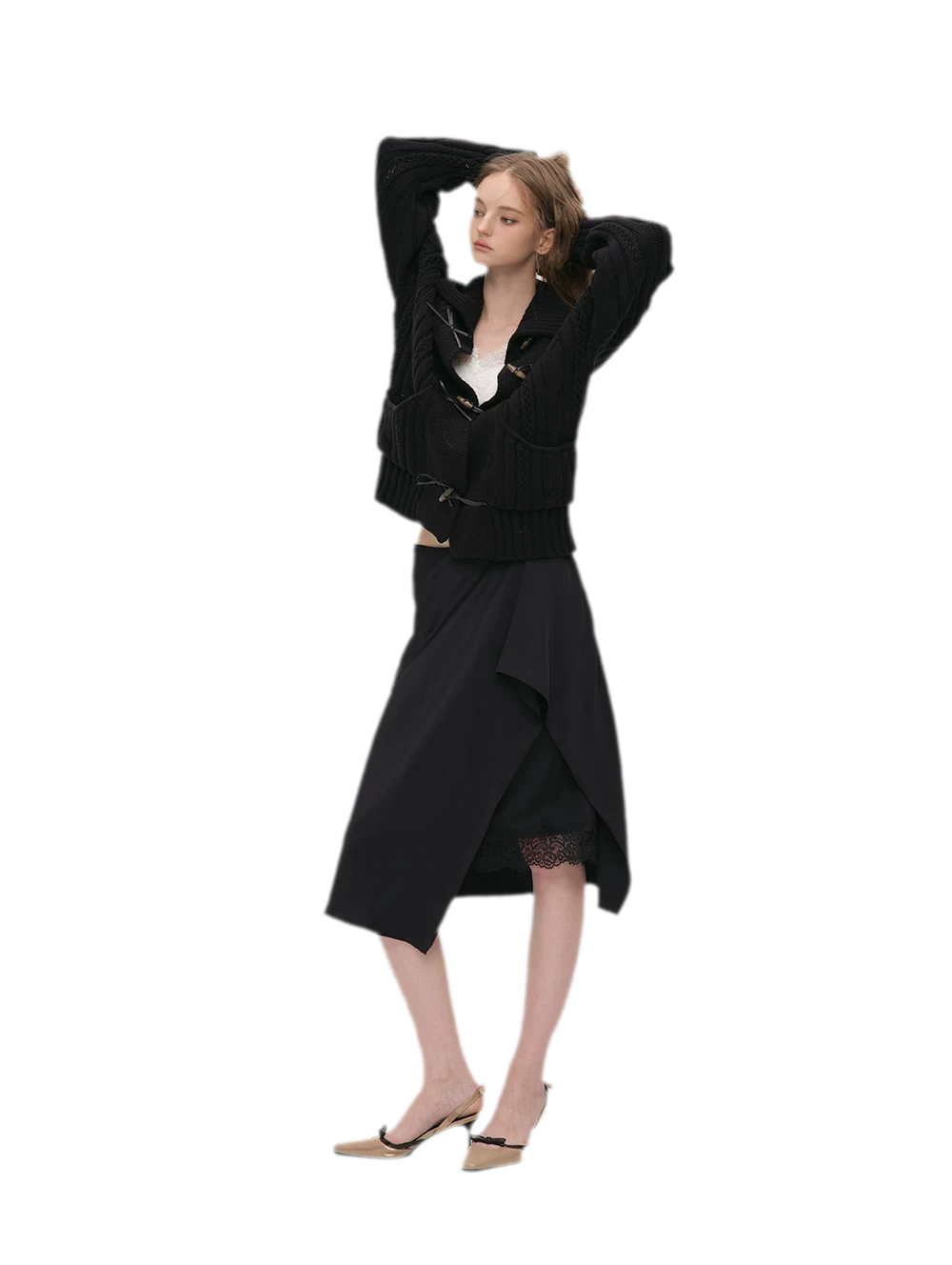 Silky Draped A-Line Skirt