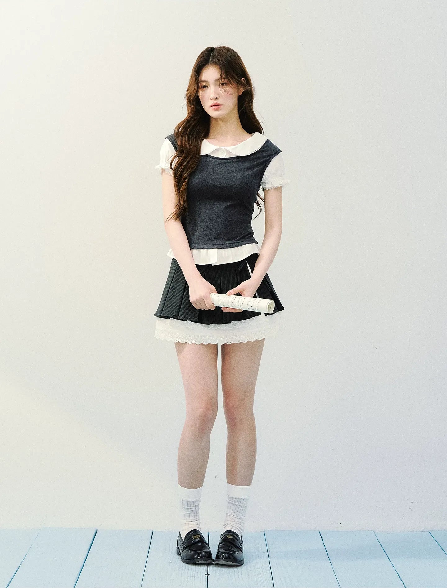 High-Intellect Tencel Wool Faux Two-Piece T-Shirt