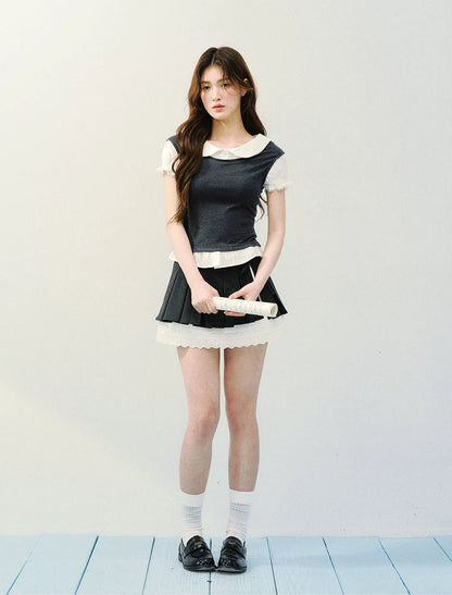 High-Intellect Tencel Wool Faux Two-Piece T-Shirt