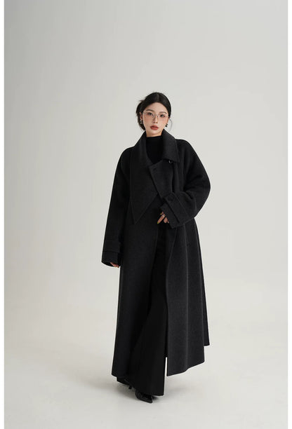 Hand-Stitched Belted Wool Coat