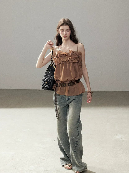 Chiffon Ruffle Cami Top