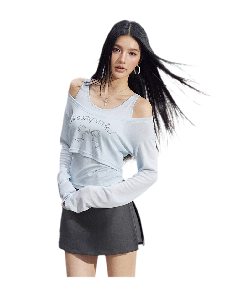 Bow Rhinestone T-Shirt Set