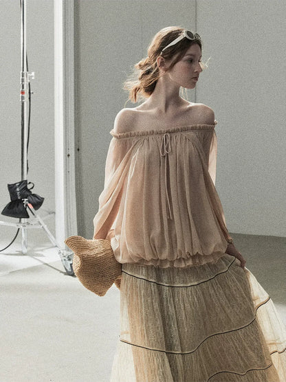 Crinkled Off-Shoulder Top