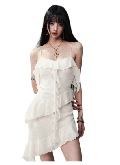 Ruffled Asymmetric Cami Dress