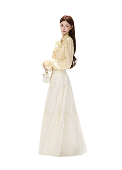 Cotton Tiered A-Line Skirt