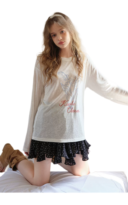 Hand-Drawn Floral Sun Protection Pullover