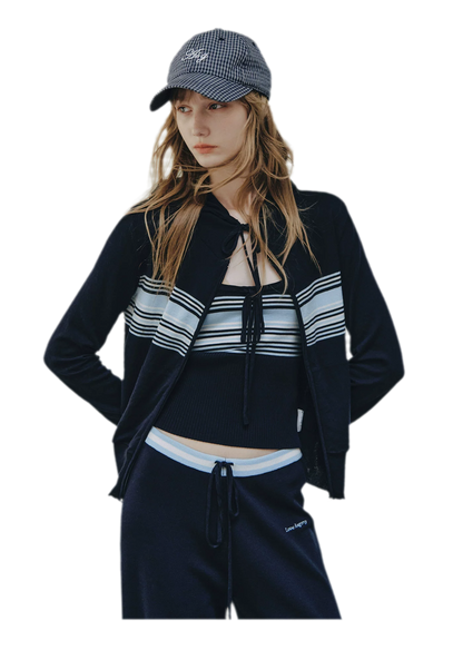 Striped Hooded Three-Piece Set