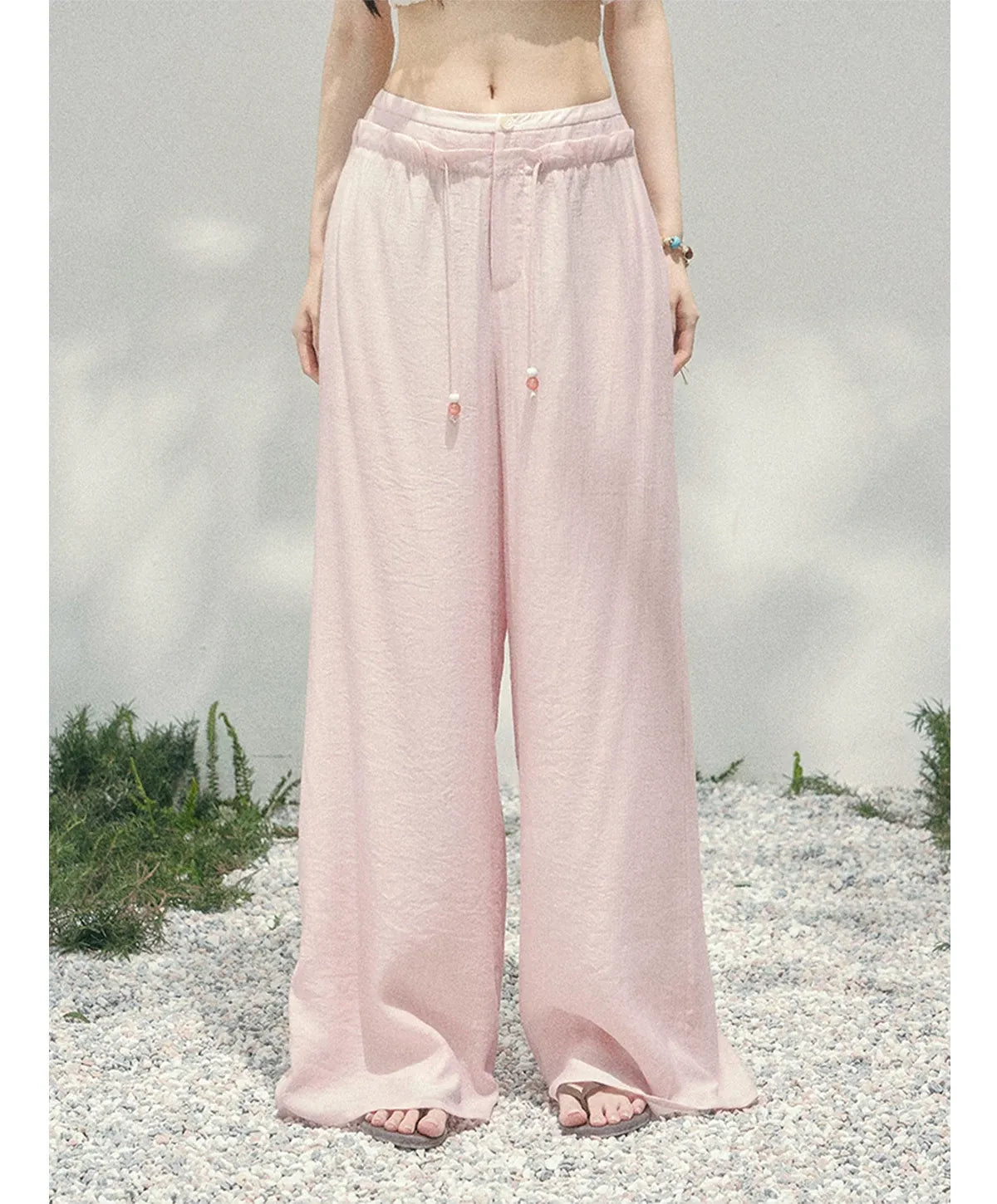 Wide-Leg Embroidered Pants
