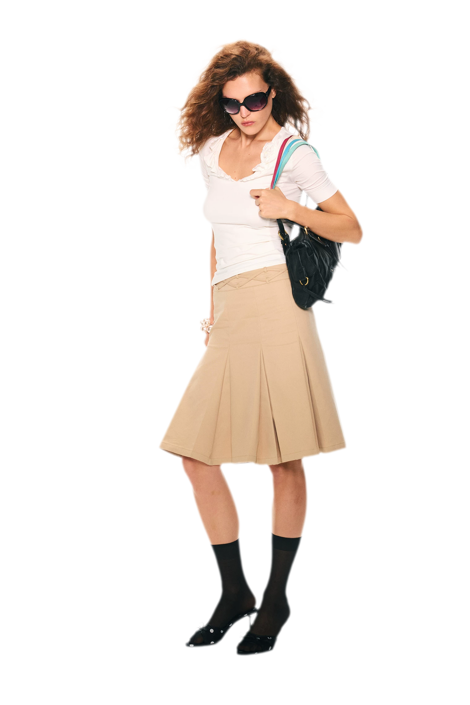 Low Waist Pleated A-Line Skirt