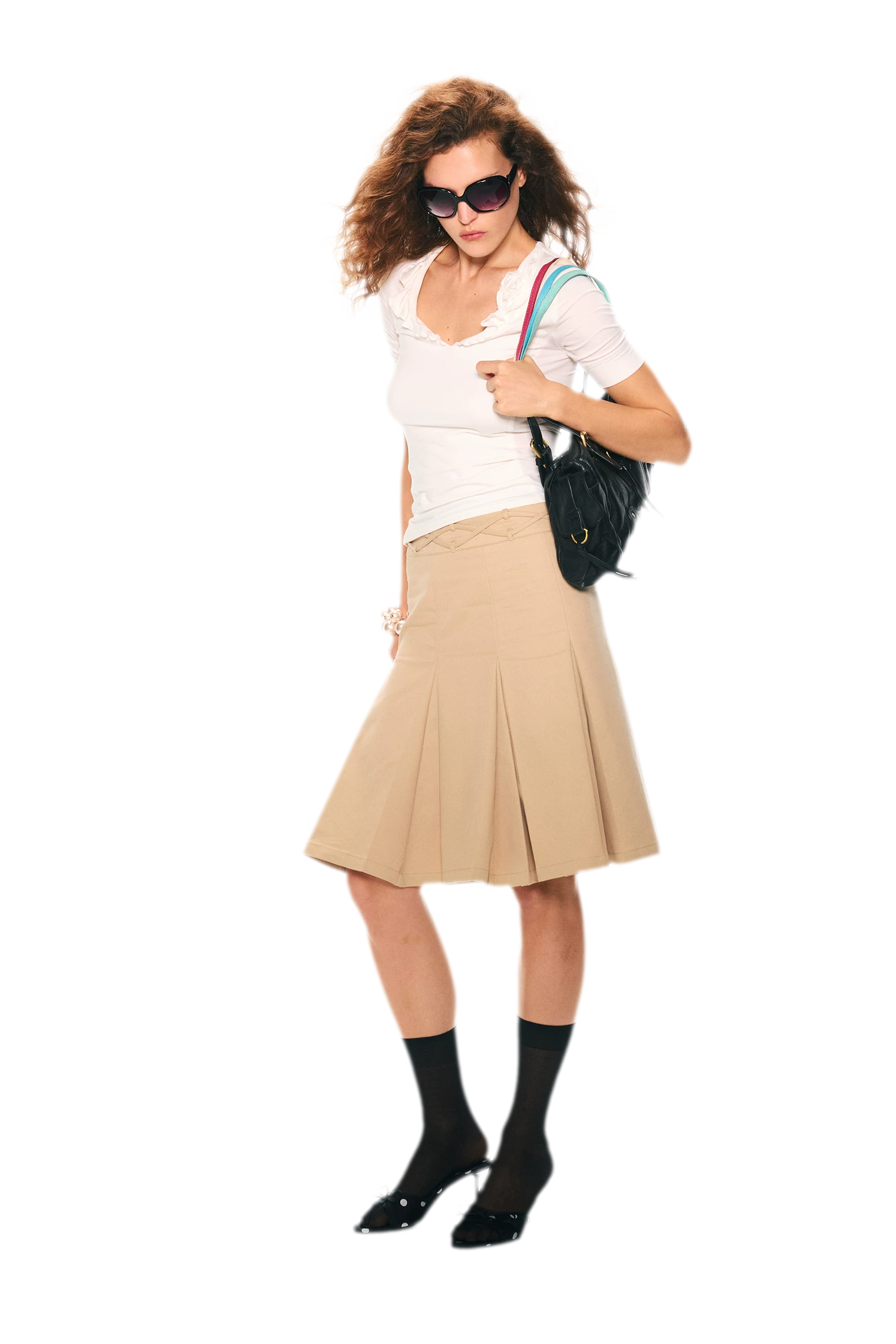 Low Waist Pleated A-Line Skirt