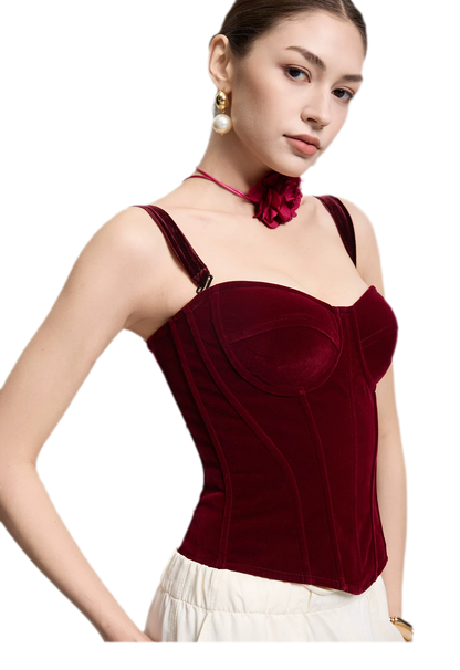 Velvet Boned Corset Top