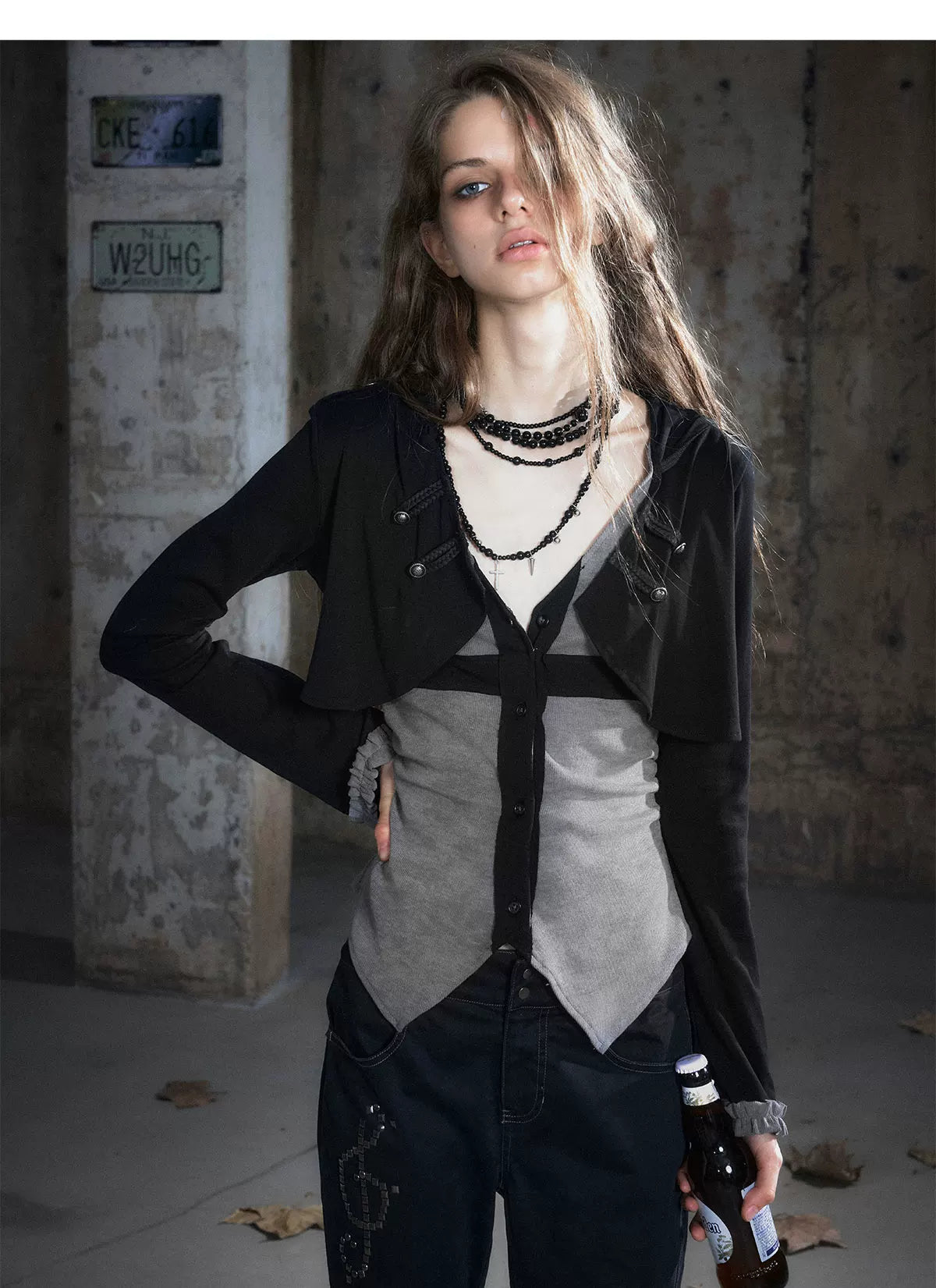Faux Two-Piece Knit Cardigan