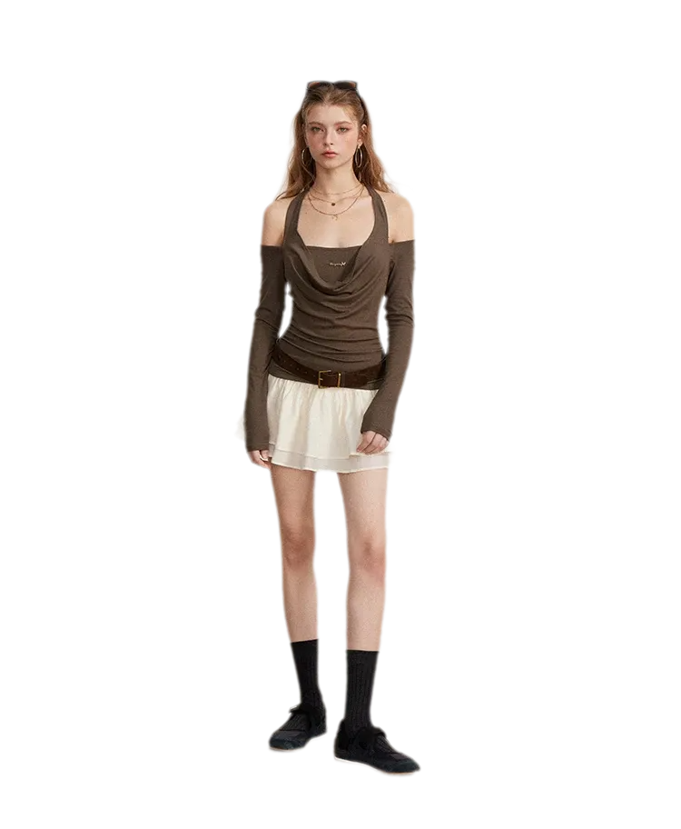 Pleated Ruffle A-Line Skirt
