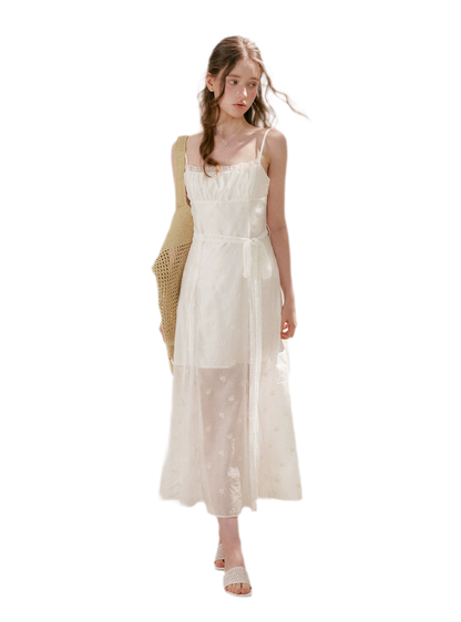 French Embroidered A-line Dress