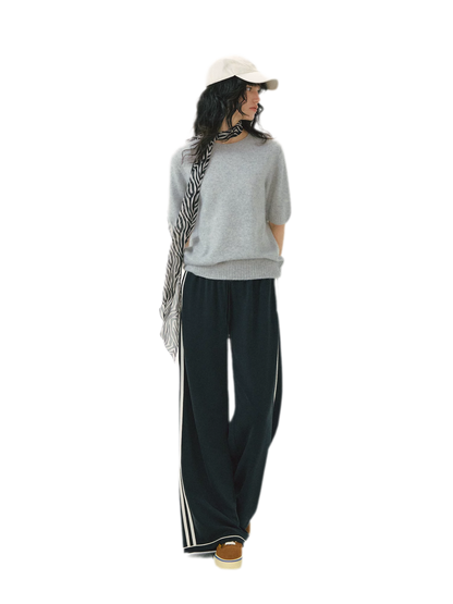 Fuzzy Knit Short Sleeve Sweater