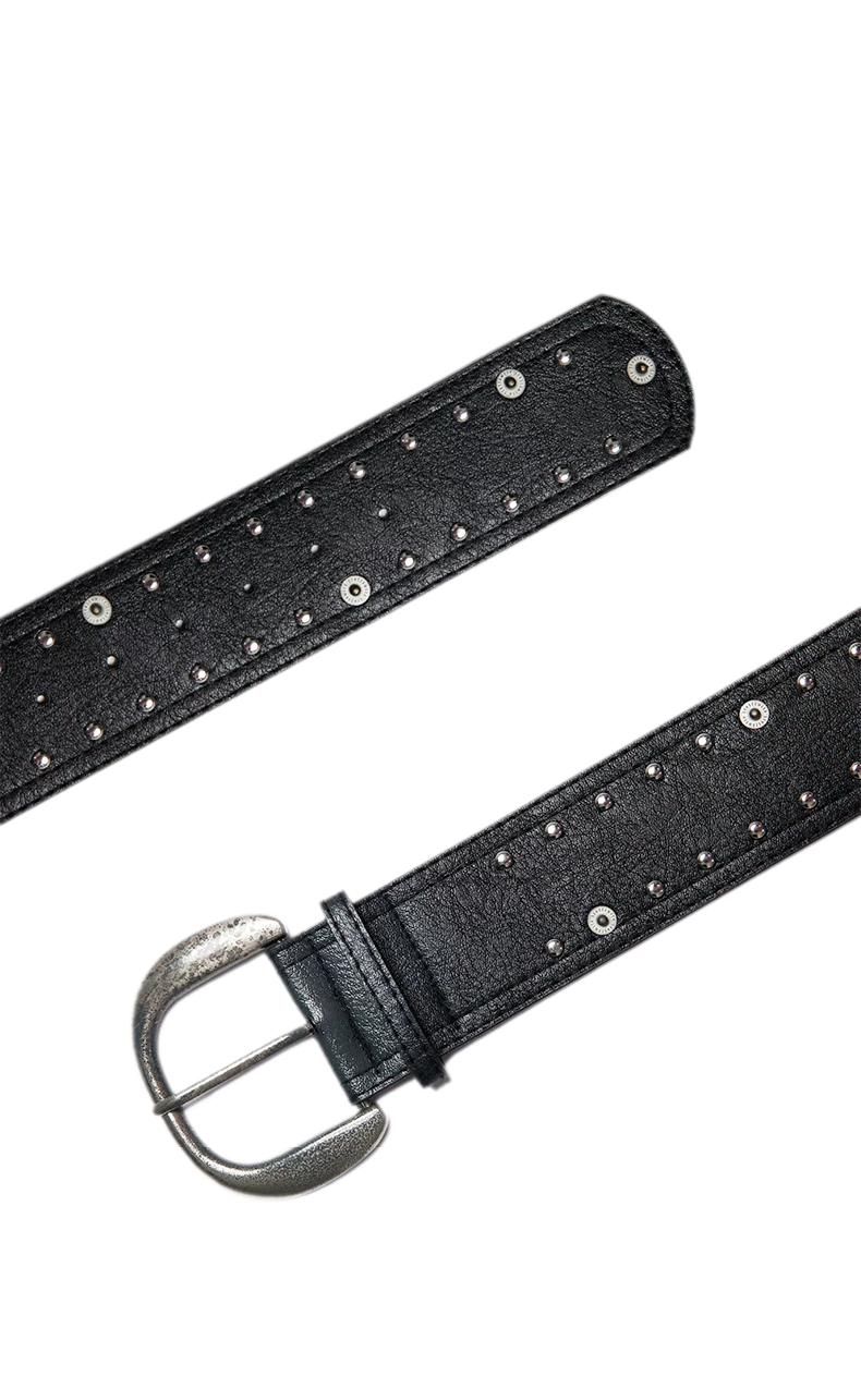 Distressed Studded PU Belt