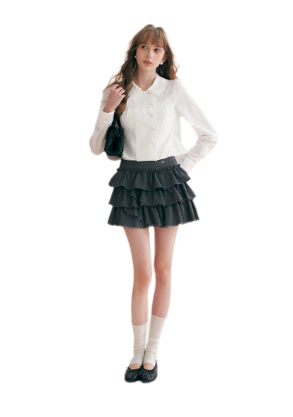 Layered Ruffle A-Line Skirt