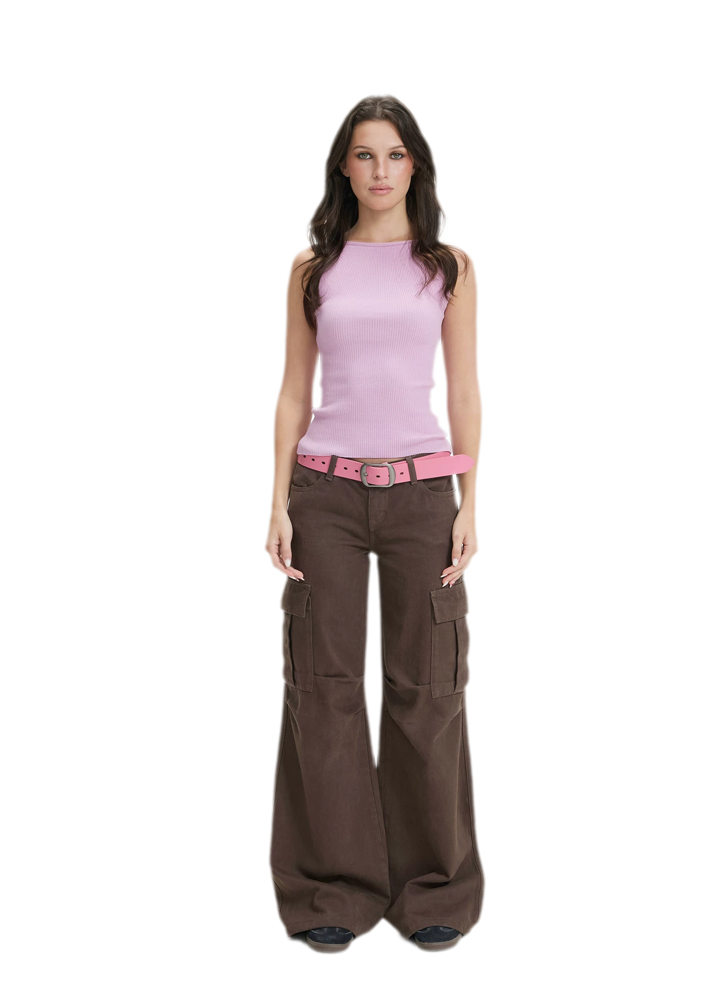 Washed Cargo Wide-Leg Pants