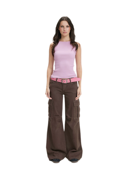 Washed Cargo Wide-Leg Pants