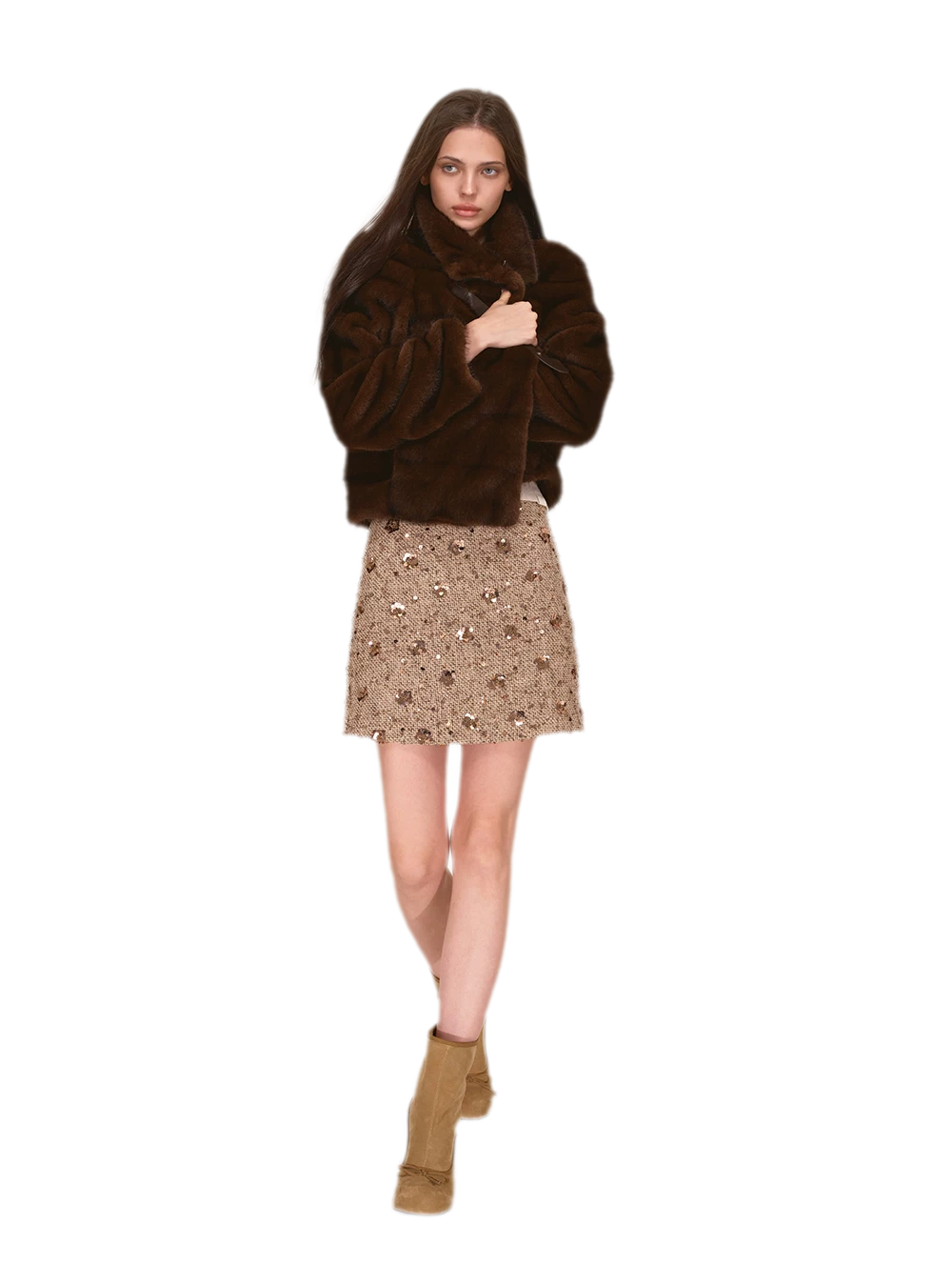 Sequin Tweed A-Line Skirt