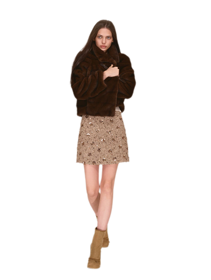 Sequin Tweed A-Line Skirt