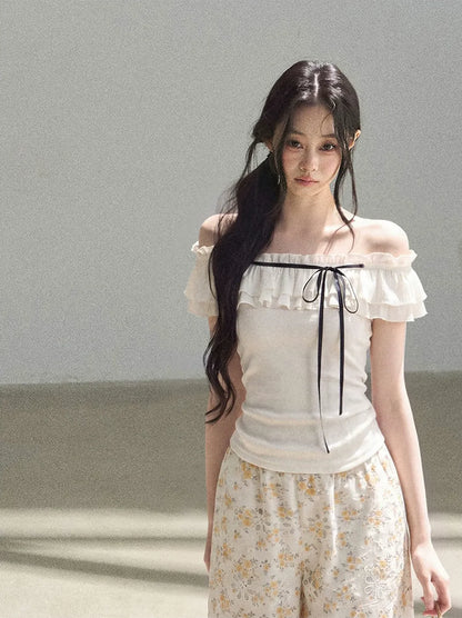 Laser-Cut Floral Wide-Leg Pants