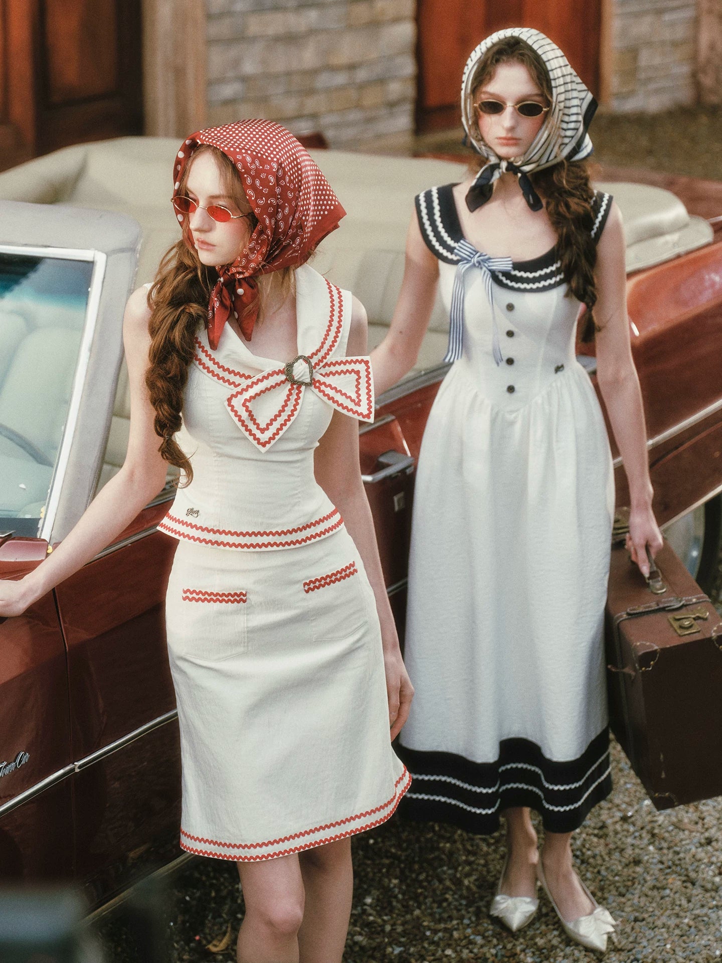 Contrast Sailor Collar Maxi Dress