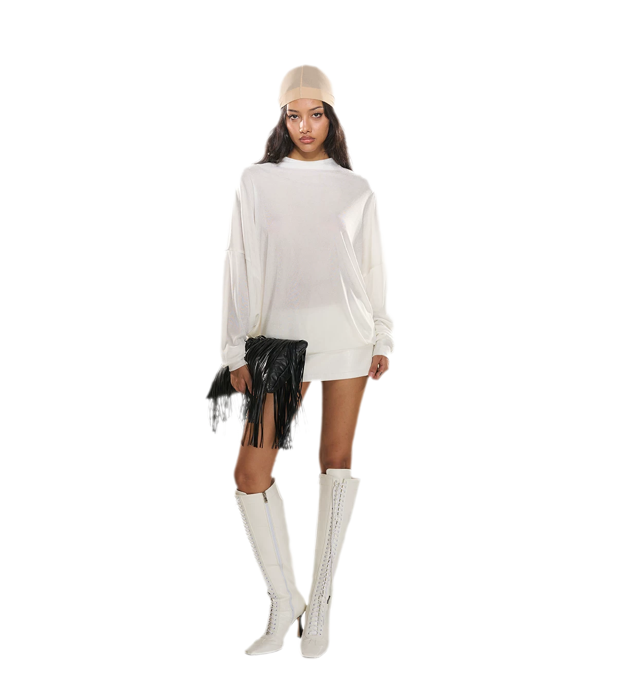 Rhinestone Open-Back Batwing Dress