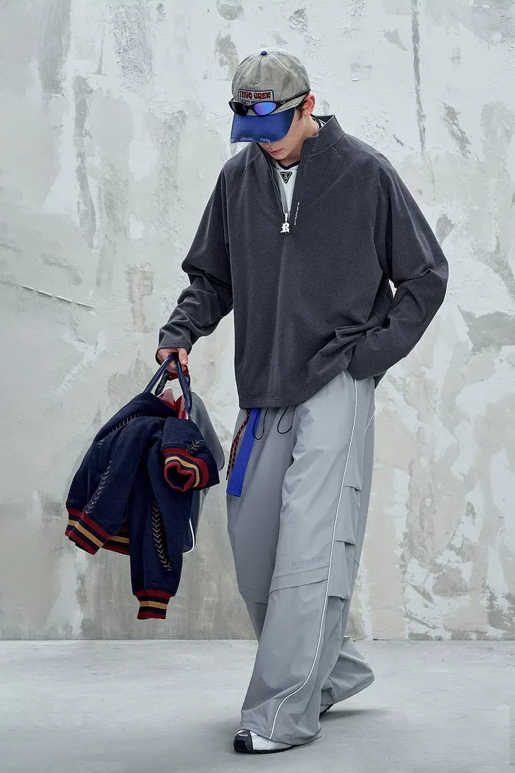 Vintage Oversized Half-Zip T-Shirt